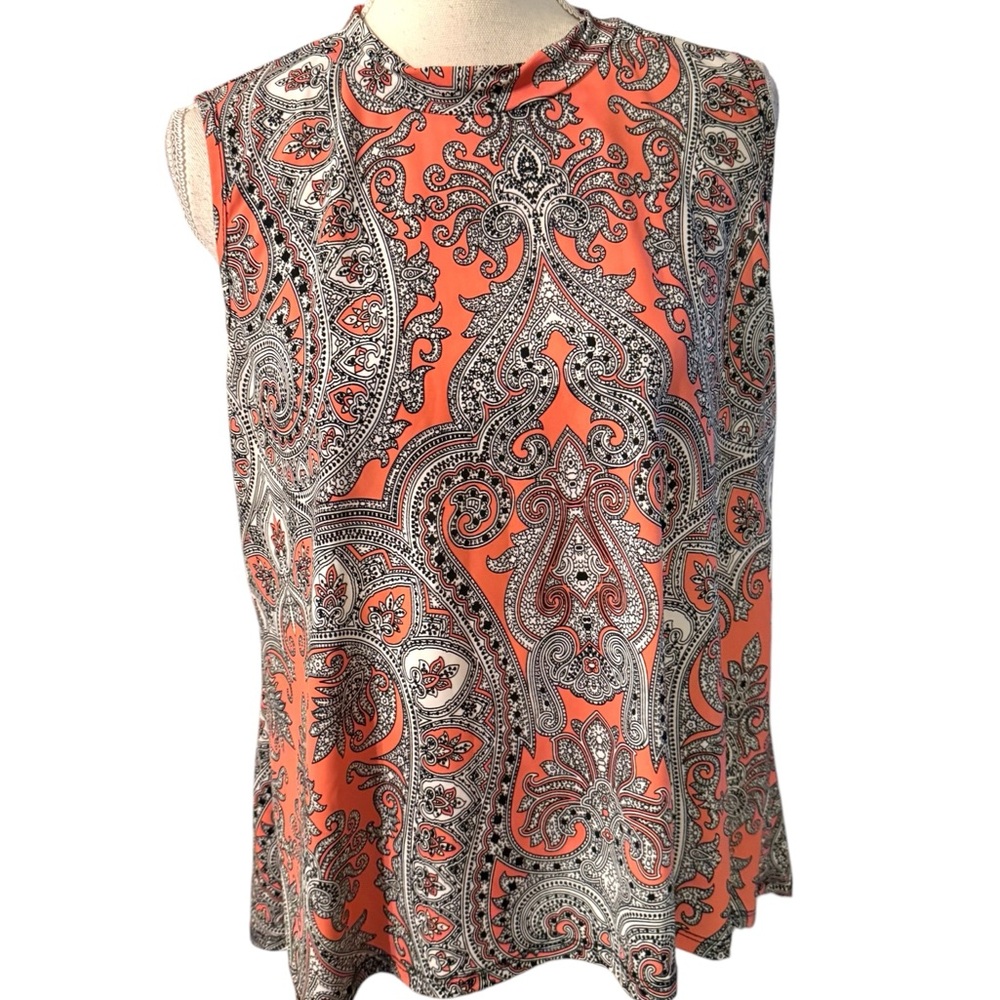 SHANNON FORD Orange Print Sleeveless Print Top LARGE #M - Picture 2 of 6